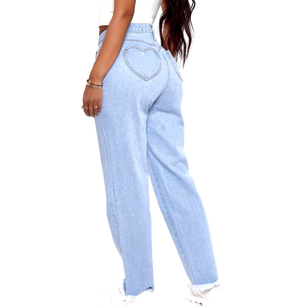 Heart pocket high waist mom jeans